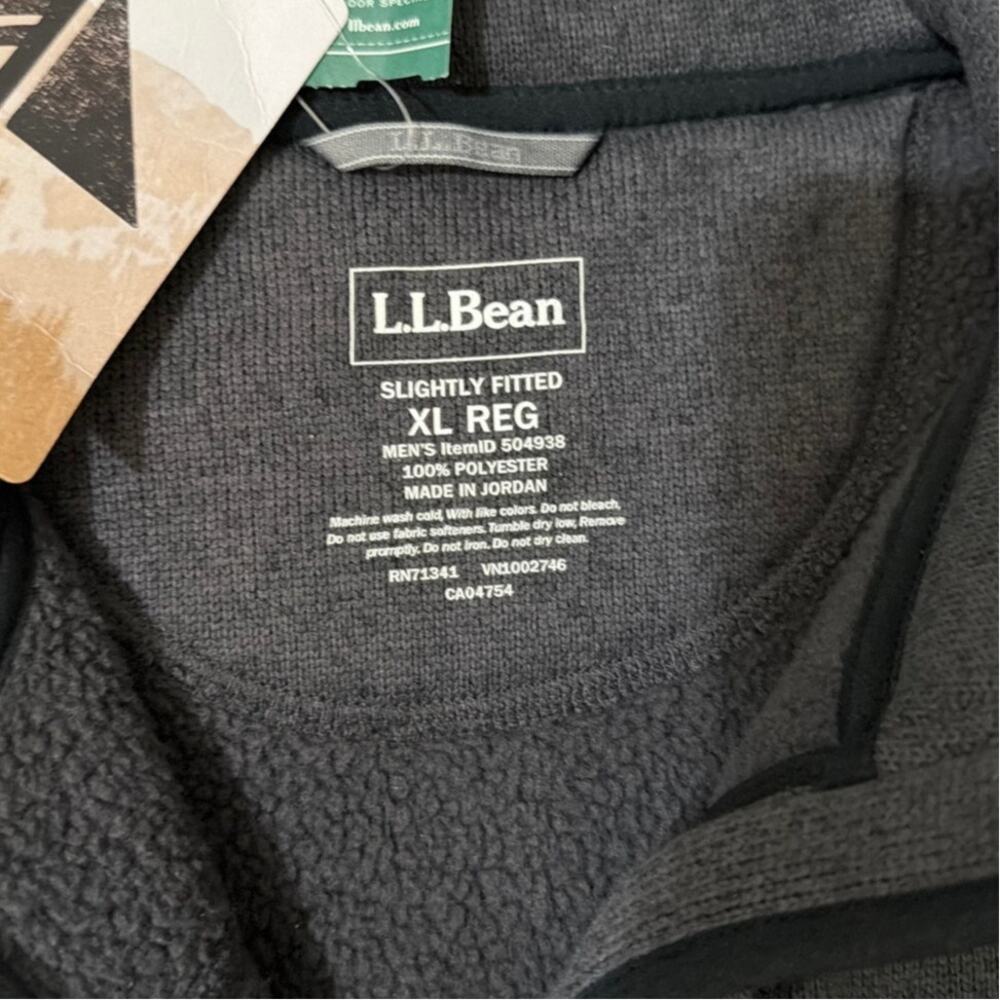 L.L.Bean Sweater Fleece Full-Zip Jacket CHARGOAL GRAY HEATHER - Picture 2 of 3